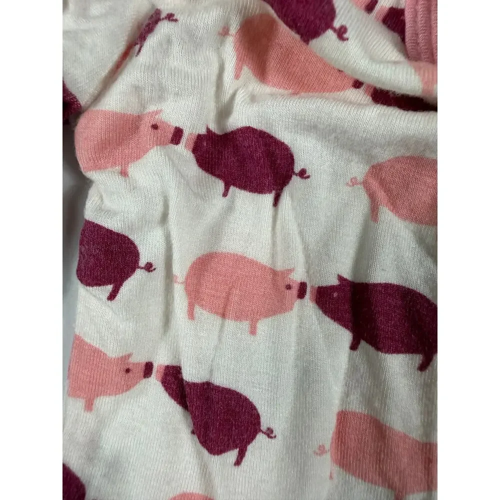 Kickee Pants Natural Pigs Ruffle Footie Bamboo Pajamas 0-3 Months